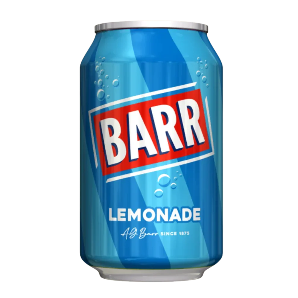 British Barr Lemonade Soda 330ml Can BB 04/30/26